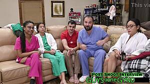 Nurse sneaks in to jerk off on exam table!