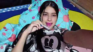 i can't stop watching this 18-year-old college girl dildo her tight pussy