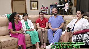 Nurse sneaks in to jerk off on exam table!