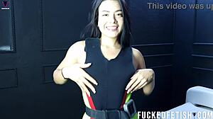 Moonblack's vintage spandex neoprene latina curves tease slow