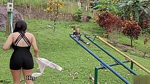 Risky Outdoor Sex With Big Ass Horny Stepsister Deepthroat And Creampie