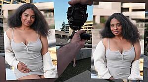 Big titted black teen tricked into fucking huge cock facial