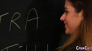 British student dominas humiliate and tug cum from loser in uniform