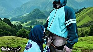 istri muslim berhijab telan sperma pacar saat suami libur ke bali