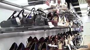 Glam czech teen strips in mall then takes pov drilling