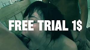 Naughty Japanese milf Rika blows two guys teasingly