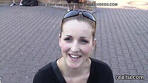 Glam czech teen strips in mall then takes pov drilling