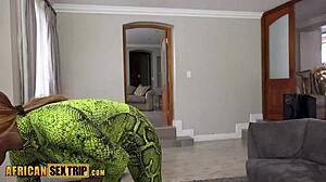 Big tits nubian teacher strips bubble butt for sloppy deepthroat on white student cock