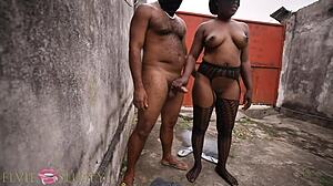 African whore sucks cock outdoors in wild africa blowjob!