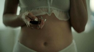 Blue haired girl possessed roommate rampant lesbian scissoring face sitting