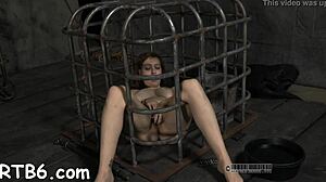 master roughly spanks bound gagged chick's tight shaved pussy till orgasm bdsm maledom