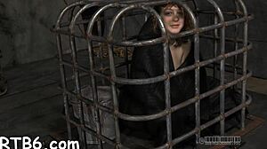 master roughly spanks bound gagged chick's tight shaved pussy till orgasm bdsm maledom