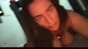 mature with huge tits rides then moans cumming doggystyle on all fours