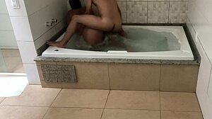 Relaxing in tub turns into irresistible anal assfucking for eager young stud