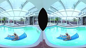 Big Tits Blonde Foursome Rocks Poolside!