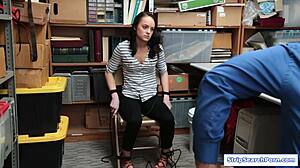 petite teen thief strips seduces officer at shop for big cock fuck