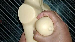 dolly takes anal in every position squeezing her tits hard