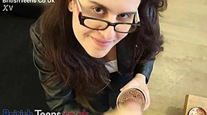 british emo teen goth eats cum topped ice cream after handjob orgasm