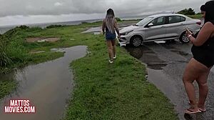 Casal mattos beach orgy with grelona anne wet creampie surprise fuck