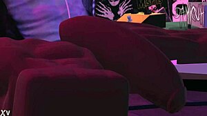 Dami strokes monster black cock dancing in nightclub