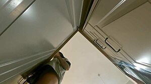 Petite Brunette Slips Off Panties Revealing Tight Pussy Ass