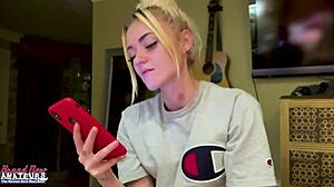 Petite blonde milf spanks tits fingers shaved pussy deep!