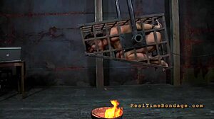 four angels crammed in tiny cage 😈 rough bdsm sucking balls!