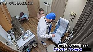 Dr Tampa's mira monroe spreads shaved pussy in first gyno exam