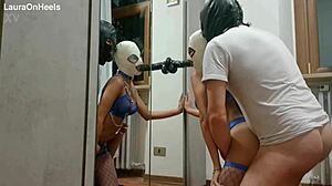 Milf gags on dildo while pounded in fuck fest!