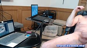 hunk pounds shemale gf's tight ass hard on webcam