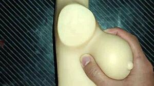 dolly takes anal in every position squeezing her tits hard