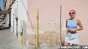 Ever seen a blonde squirting hard bent over in public?