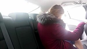 cute bitch jerks wet pussy in taxi fetish ride