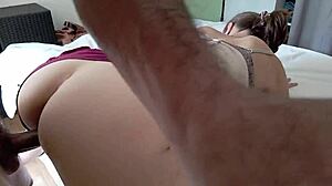 rose in satin panties, slut—pov doggystyle ass lick with french dirty talk?