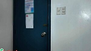 Shaved Filipina Hotel Waitress Fingers Pussy Deepthroats for Facial Service