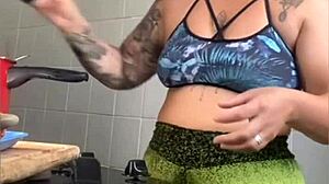 wife films cooking vids but flashes her swollen pussy online...