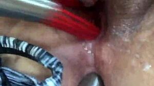 daddy jerks off with daughter's sticky thong in kitchen