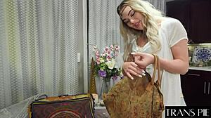 Shemale Emma Rose teases massive cock seductively