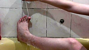 cute brunette teen assol fingers wet pussy in foamy bath