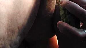 GRANNY OMA FUCKS WET CUNT WITH CUCUMBER!!