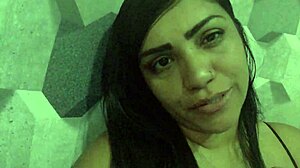 cuck hubby slurps creampie from wife's stuffed pussy