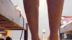 ebony milf teases strips deepthroats big cock