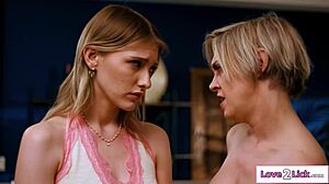 big titted cougar stepmom tongues teen stepdaughter's pussy