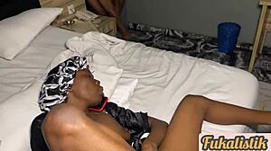 Fucking Lagos Rich Skinny Ebony Babe on Phone with Her Man Homemade