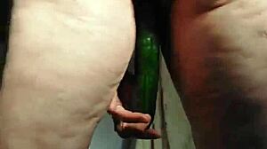 GRANNY OMA FUCKS WET CUNT WITH CUCUMBER!!