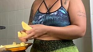 wife films cooking vids but flashes her swollen pussy online...