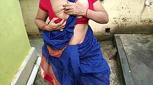 stepmom pees backyard, quickie ends with cum on her big tits