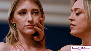 big titted cougar stepmom tongues teen stepdaughter's pussy