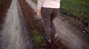 Dude worship this milf ass walking in tight leggings