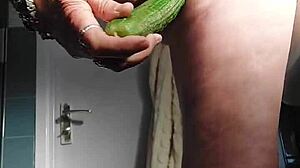 GRANNY OMA FUCKS WET CUNT WITH CUCUMBER!!
